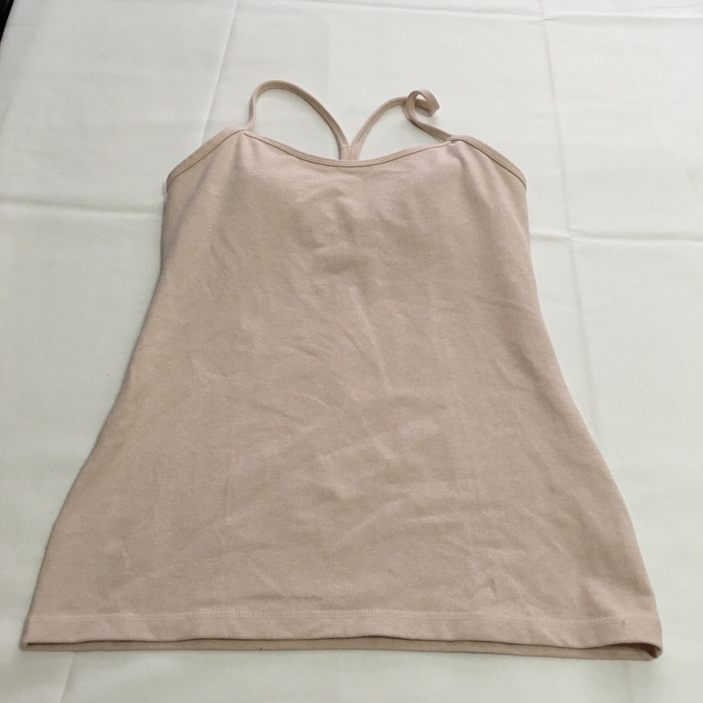 Lululemon Power Y Tank Top Women 8 Beige Racerback Shelf Bra